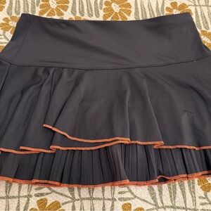 NWT Lucky in Love Black Tennis Skirt with Orange Accents